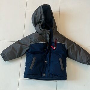 Baby Gap 12/18m puffer jacket navy gray cozy warm fleece lined